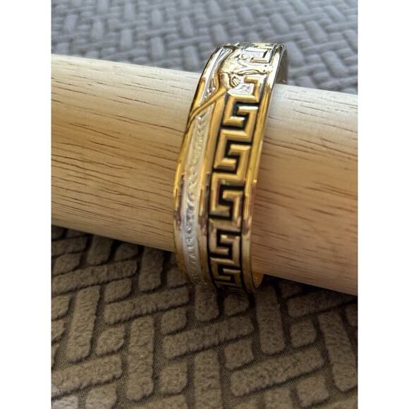 Montana Silversmiths Longhorn Steer Bracelet Cuff Silver & Gold Black Western - Picture 3 of 13